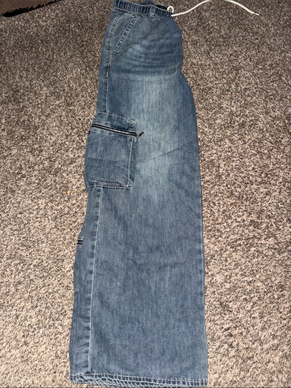 Women’s True Religion Dark Blue Cargo Jeans with Elastic Waist